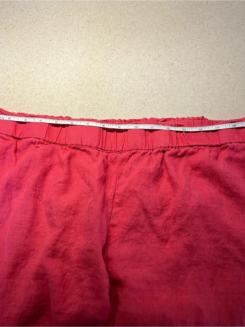 J.Jill 100% Linen Wide Leg Crop Pants Eyelet Elastic Waist XL Lagenlook Beachy